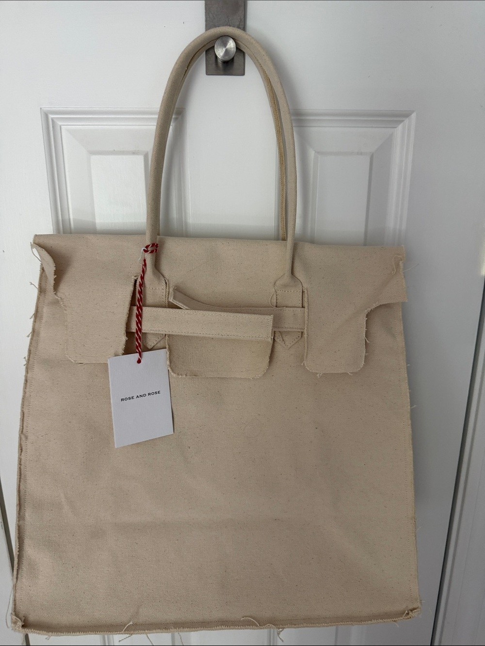 Rose and Rose Natural Canvas Tote Bag “Berkin”